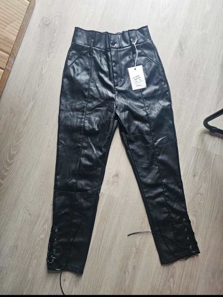 pantalon en cuir taille haute, ANDERE, Enlèvement ou Envoi, Neuf, Noir