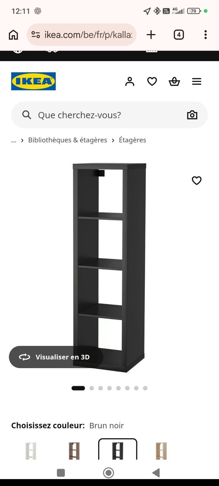Kallax Ikea 4 cases - brun-noir, Ophalen, Zo goed als nieuw