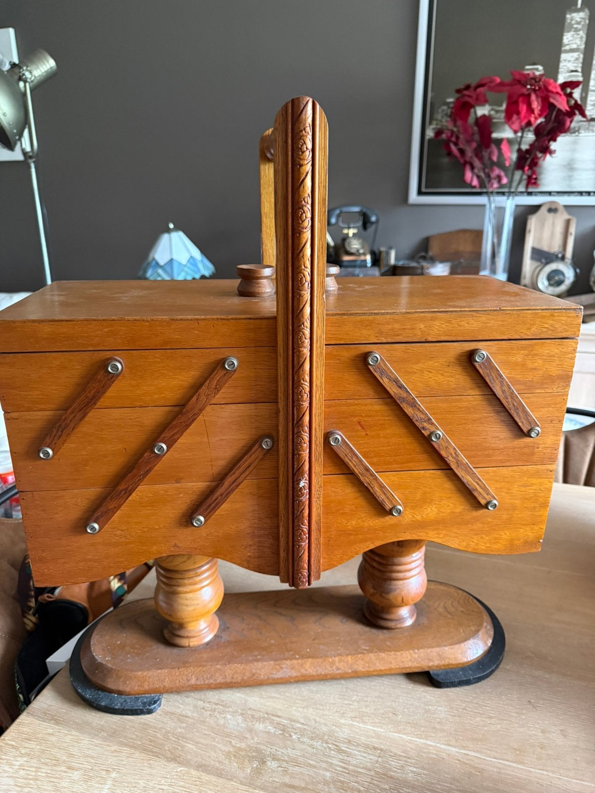 Grote houten Vintage naaikist, Ophalen