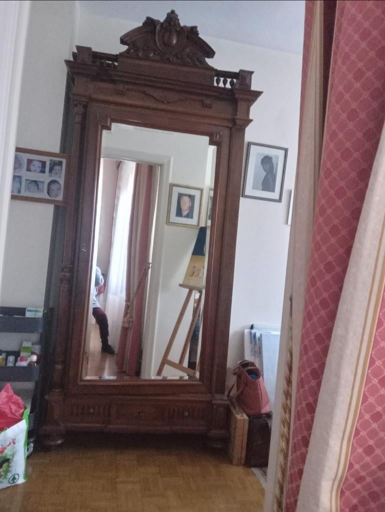 Grande penderie XIX avec miroir au mercure, Antiquités & Art, Enlèvement
