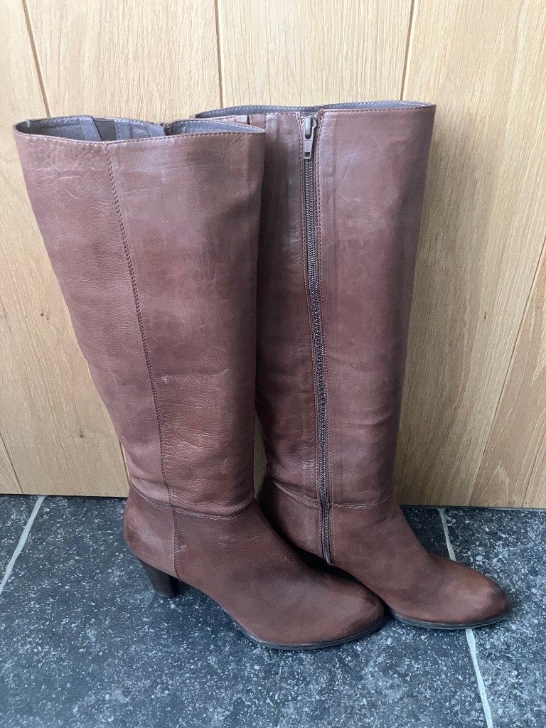 Bruine hoge echt lederen laarzen Jhay maat 41 Nieuw NP €199, Hoge laarzen, Jhay, Bruin, Nieuw