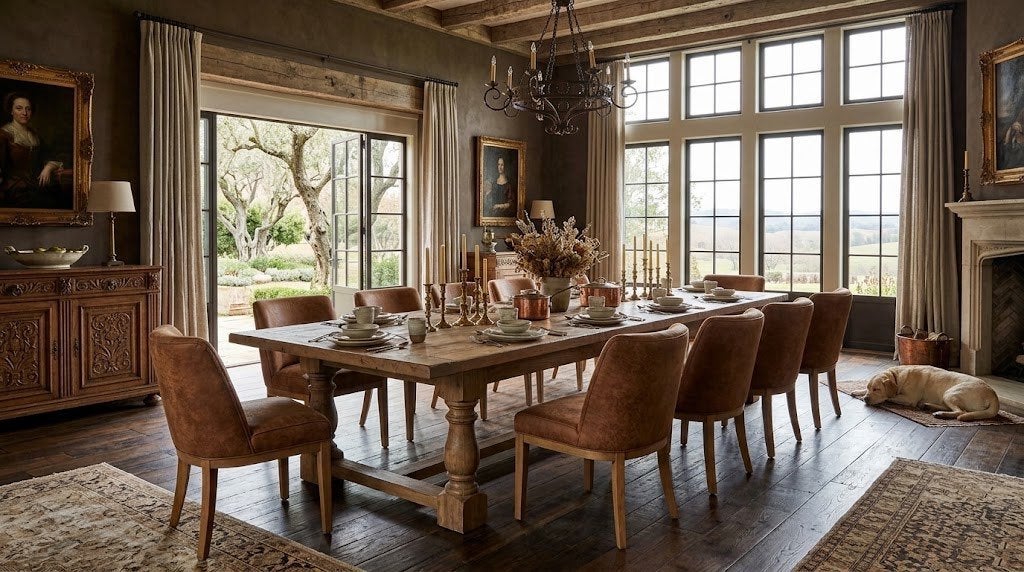 14 X Riviera Maison Whistler Dining Chair Maroon Brown, Ophalen, Hout, Gebruikt, Overige kleuren