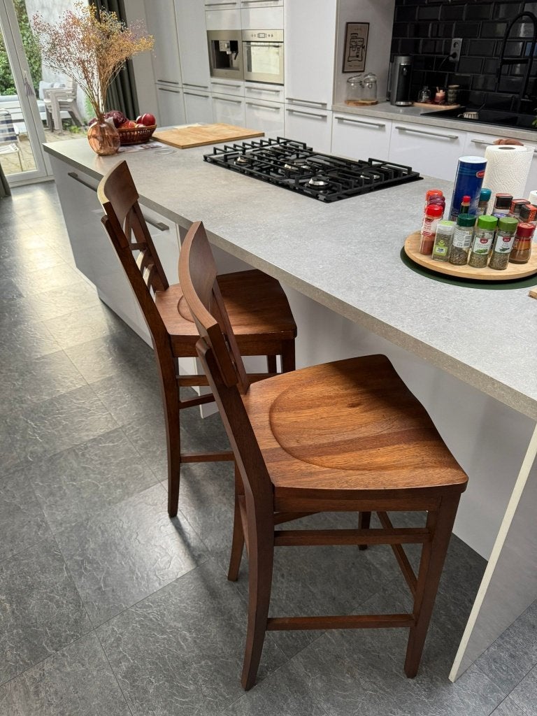 barkrukken hout, Huis en Inrichting, Barkrukken, Ophalen, Zo goed als nieuw, 90 cm of meer, Hout