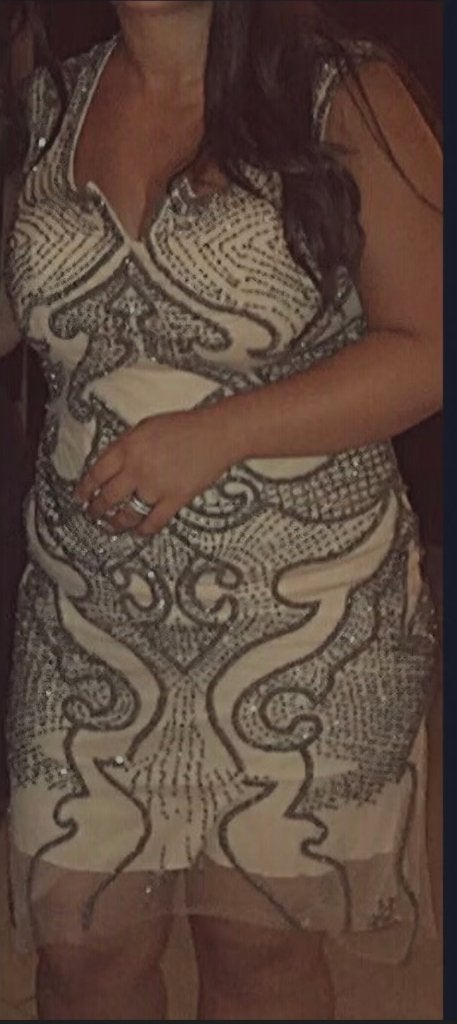 Robe de soirée, Beige, Gedragen, Boven de knie, Ophalen