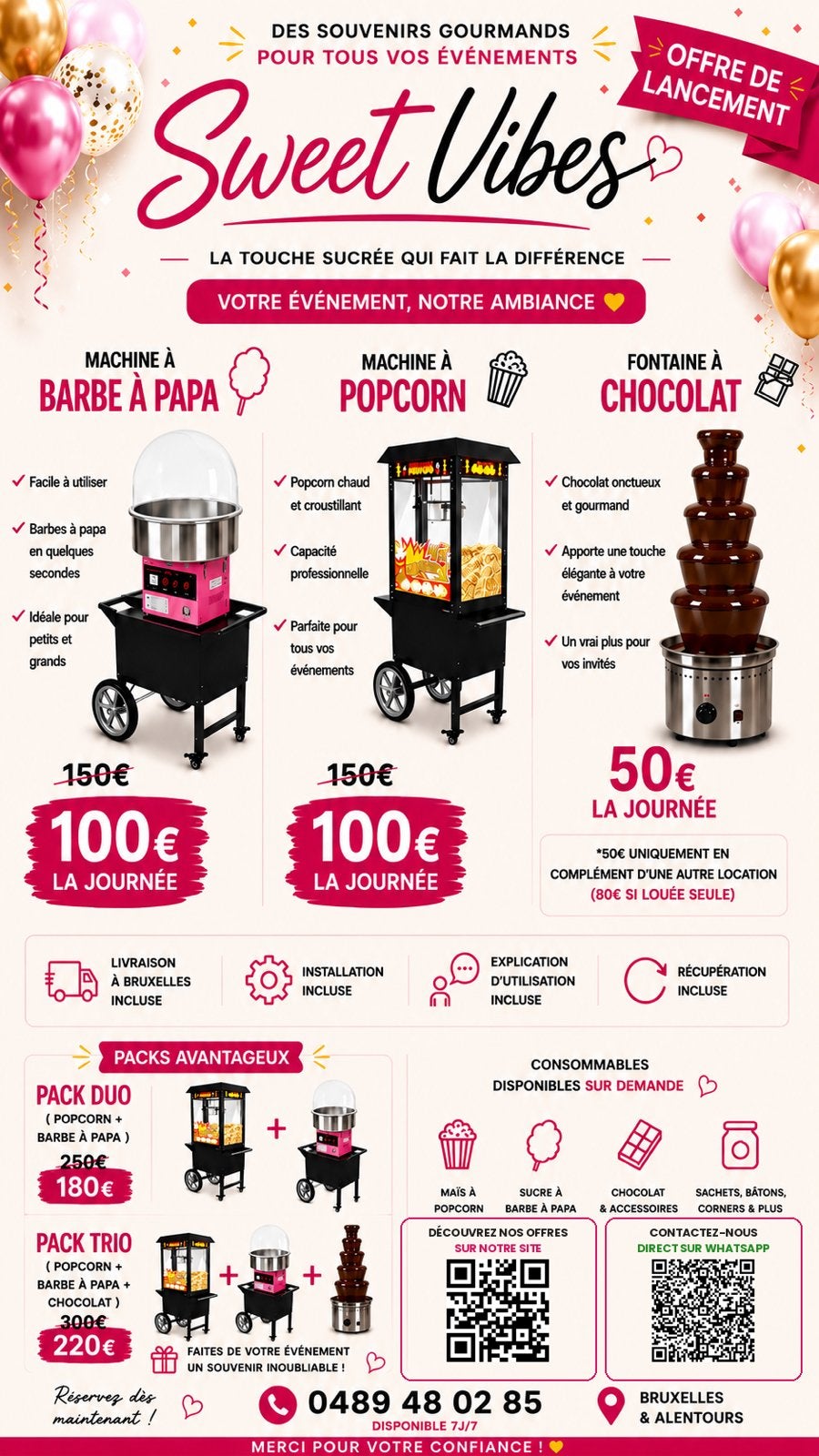 Sweet Vibes  Location de machines pour tous vos événements, Enlèvement ou Envoi, Neuf