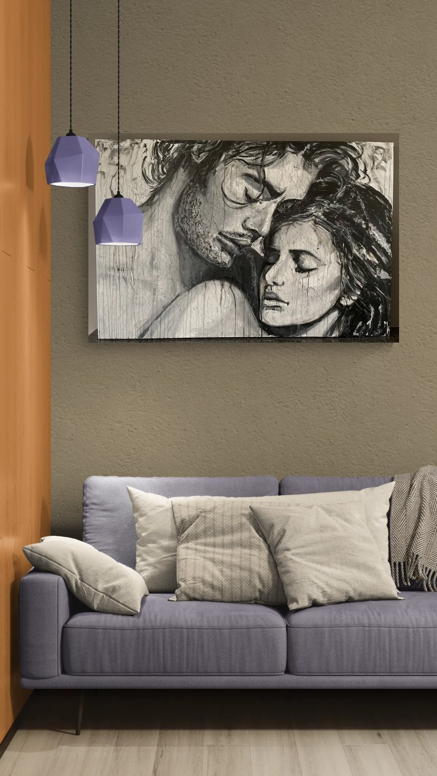 Groot zwart wit romantisch 3D schilderij Mk Art, Ophalen