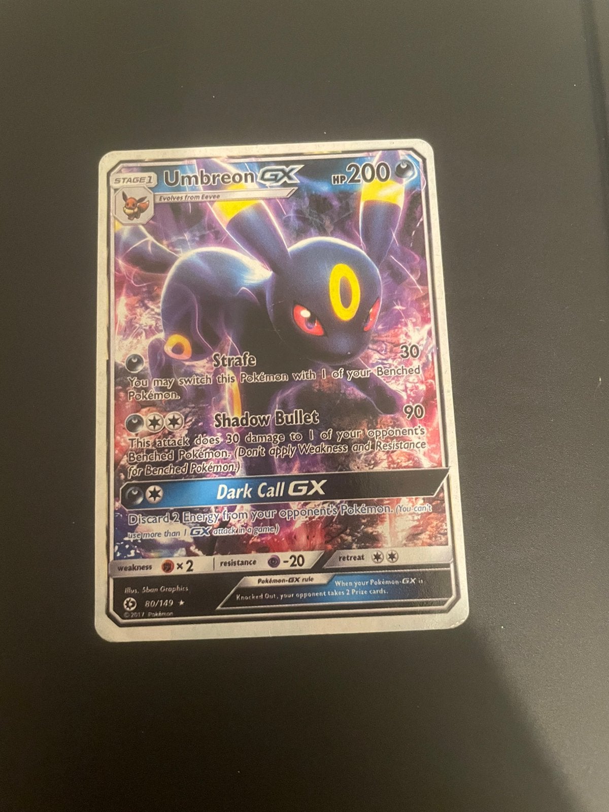 Pokémon Umbreon GX 80/149 – Sun & Moon, Enlèvement, Comme neuf, Cartes en vrac, Foil