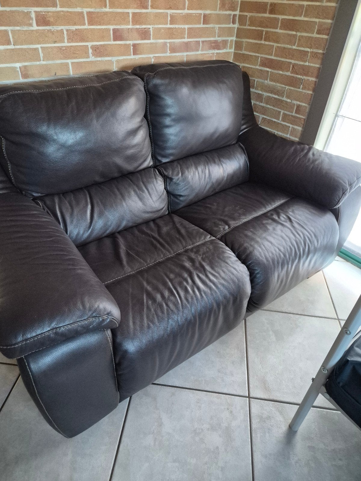 salon en cuir avec double relax, Enlèvement, Comme neuf, Banc droit, Cuir
