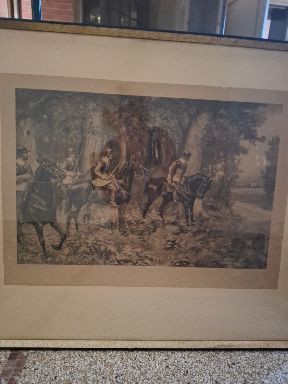 schilderij antiek, Ophalen, Achter glas