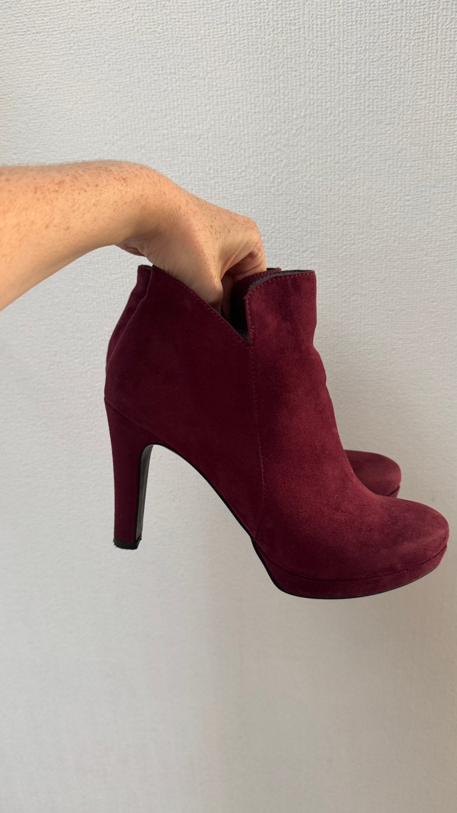 Bottines en daim fuschia - tamaris - 37, Enlèvement, Comme neuf