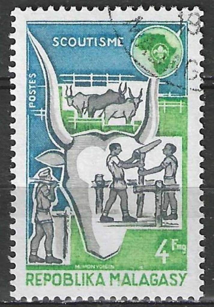Madagascar 1974 - Yvert 538 - Scoutisme - 4 pieds (ST), Envoi, Affranchi