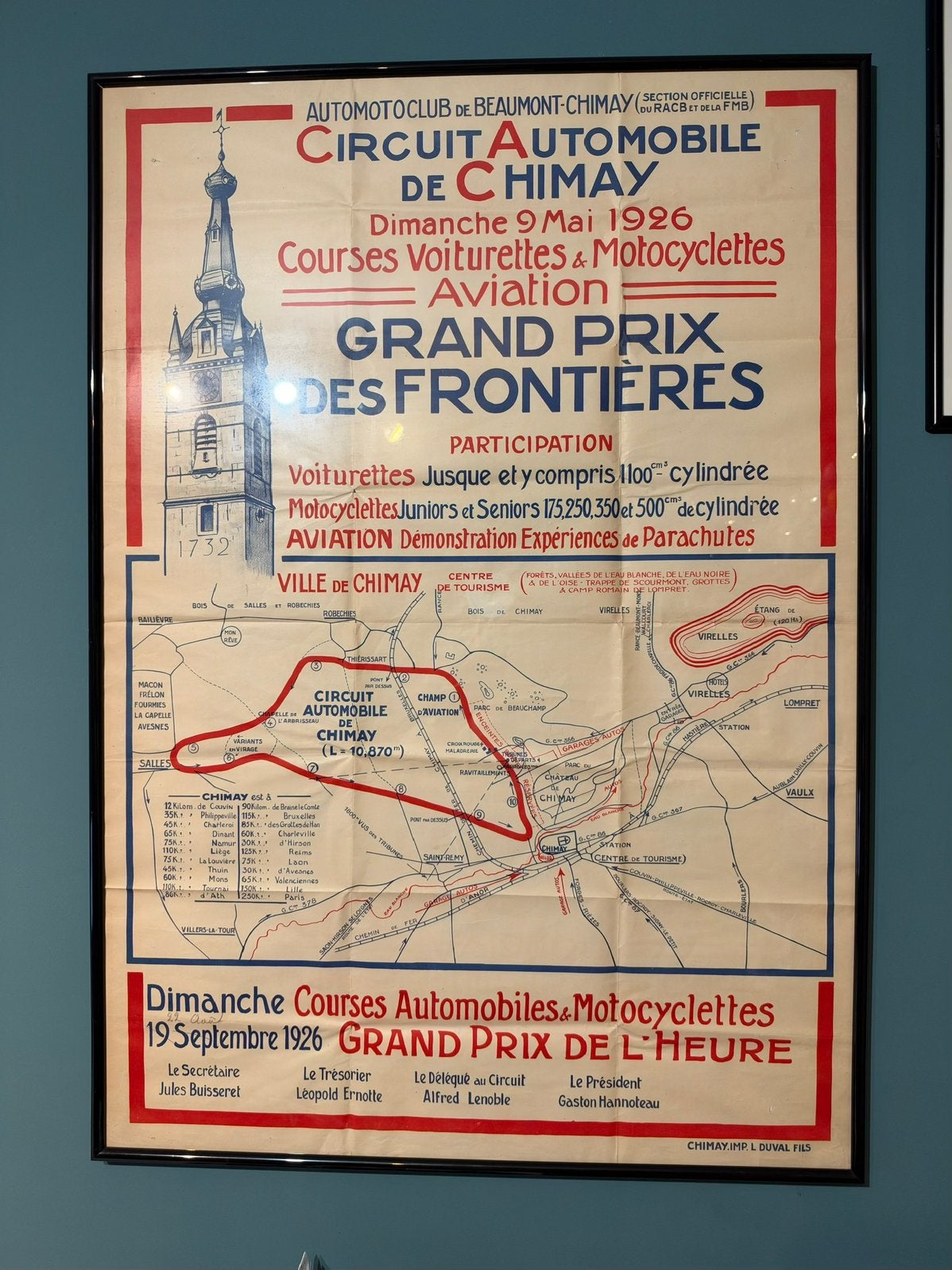 Circuit de chimay 1926 publicité originale, Livres, Enlèvement, Comme neuf