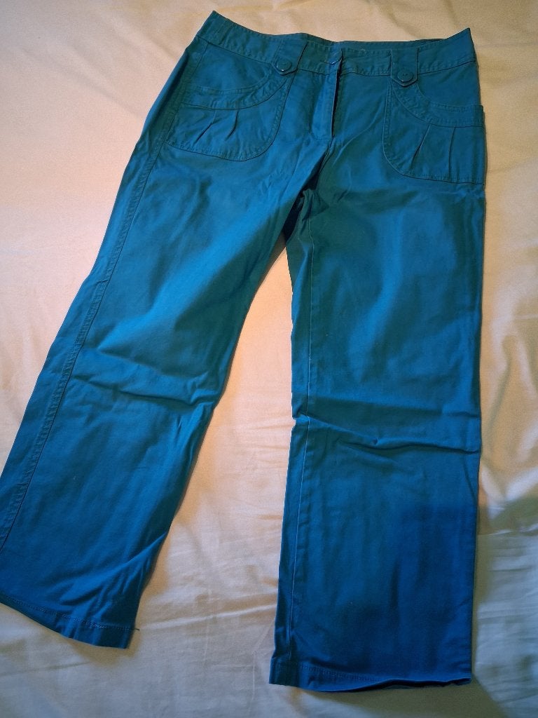 blauwe 3/4 broek - maat 36, Kleding | Dames, Blauw, Ophalen of Verzenden, Zo goed als nieuw, Maat 36 (S)