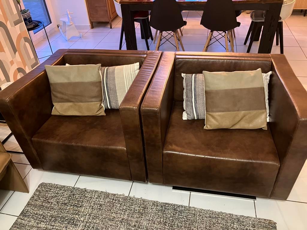 Twee kuipzetels vintage stijl B85xH72xD77, Huis en Inrichting, Fauteuils, Ophalen, Gebruikt