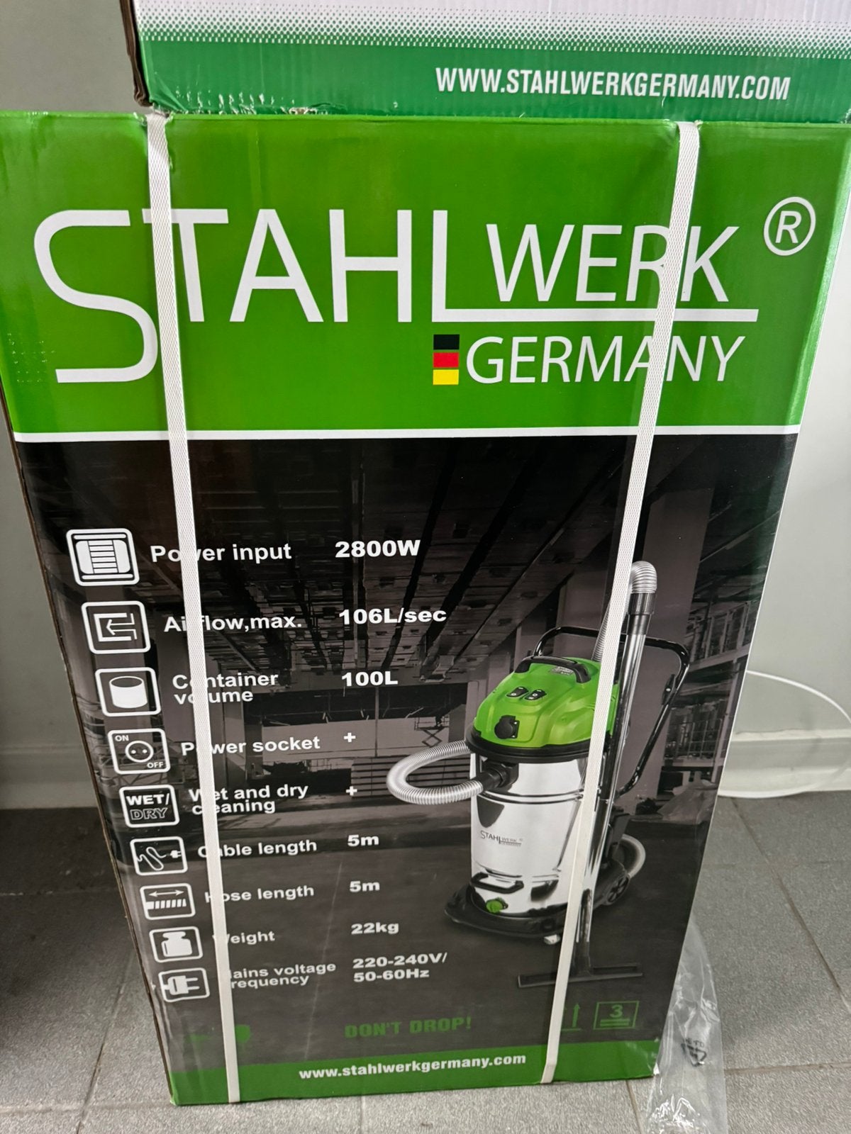 NIEUW – STAHLWERK nat-/droogzuiger 100L – 2800W, Ophalen of Verzenden, Zo goed als nieuw
