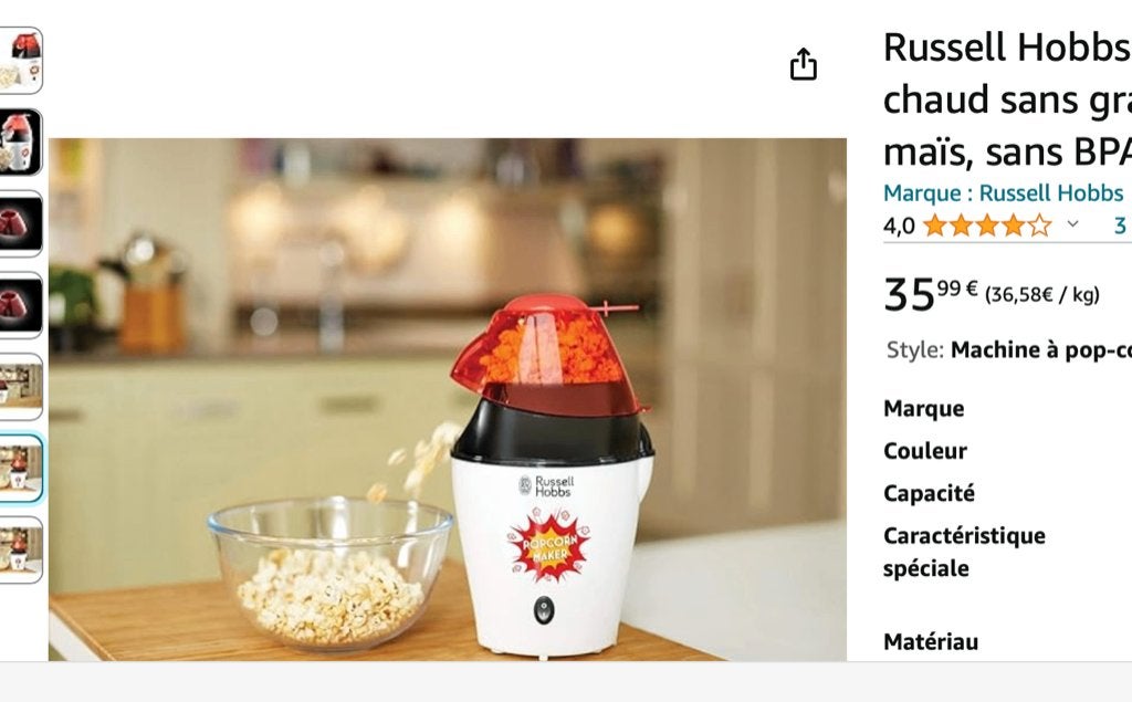 Machine à pop-corn, Enlèvement, Neuf