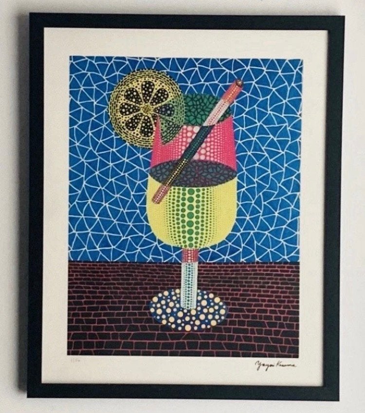 Yayoi Kusama : lithographie 40 par 50 cm. Vendue encadrée, Antiquités & Art, Enlèvement ou Envoi, Lithographie