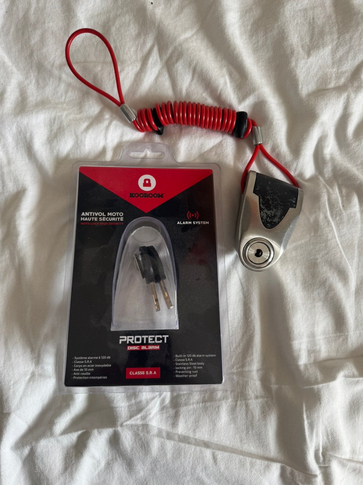 Bloque Disque Antivol Moto Kooroom SRA avec alarme, Motoren, Accessoires | Sloten, Ophalen, Gebruikt