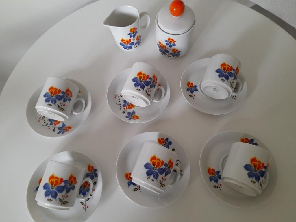 Vintage servies oranje blauw Winterling Bavaria, Ophalen of Verzenden