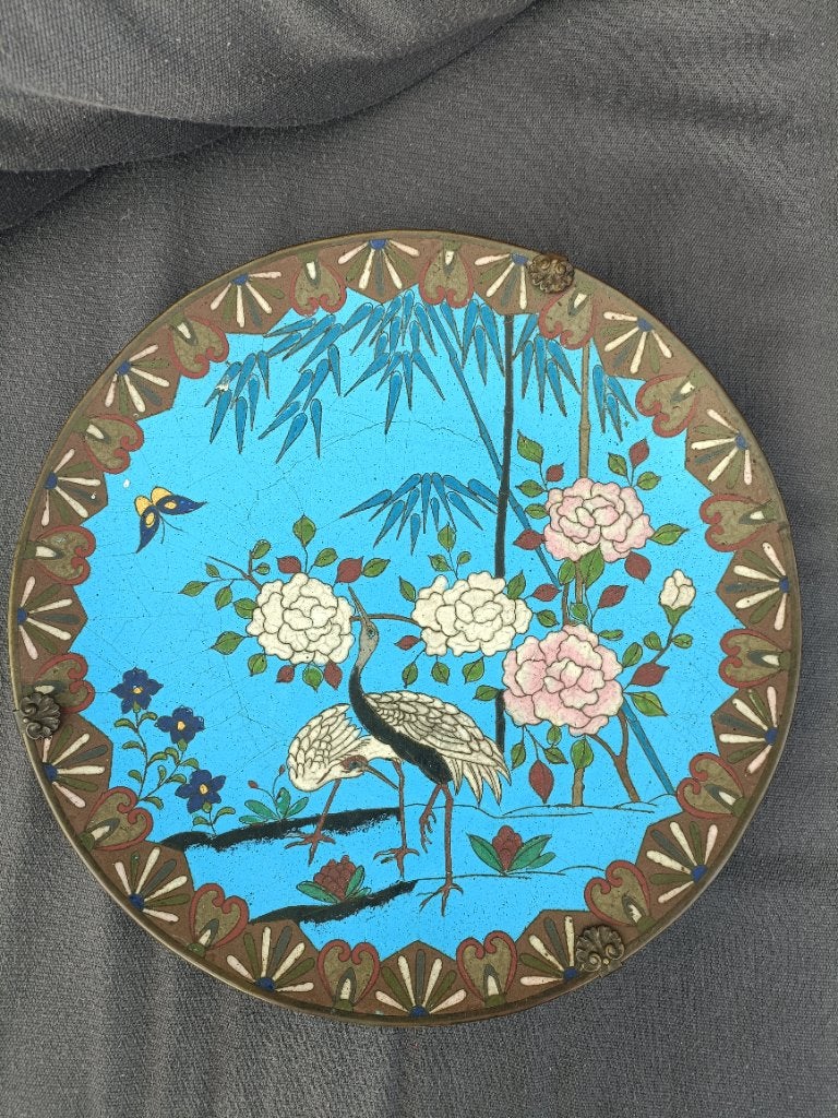 Chinees Cloisonne bord, antiek wandbord, Ophalen