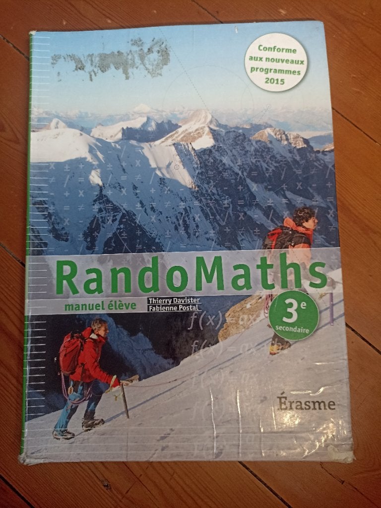 RandoMaths, Manuel élève, 3e, Livres, Editions erasme, Enlèvement, Utilisé, Secondaire