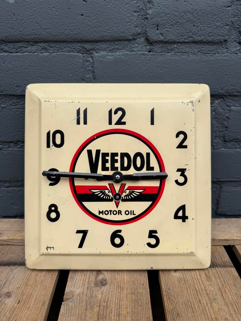 Veedol motor olie reclame klok, Ophalen of Verzenden, Gebruikt, Reclamebord