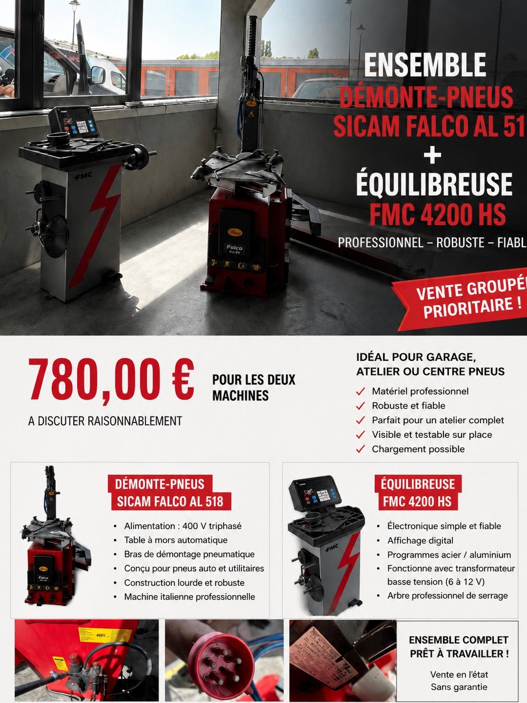Ensemble professionnel pneus – SICAM + Équilibreuse