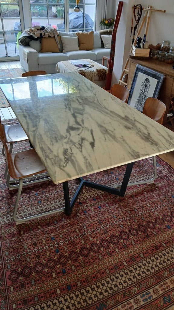 Grote eettafel van epoxymarmer 2 x 1 meter, Huis en Inrichting, Ophalen, Kunststof, Gebruikt, 100 tot 150 cm