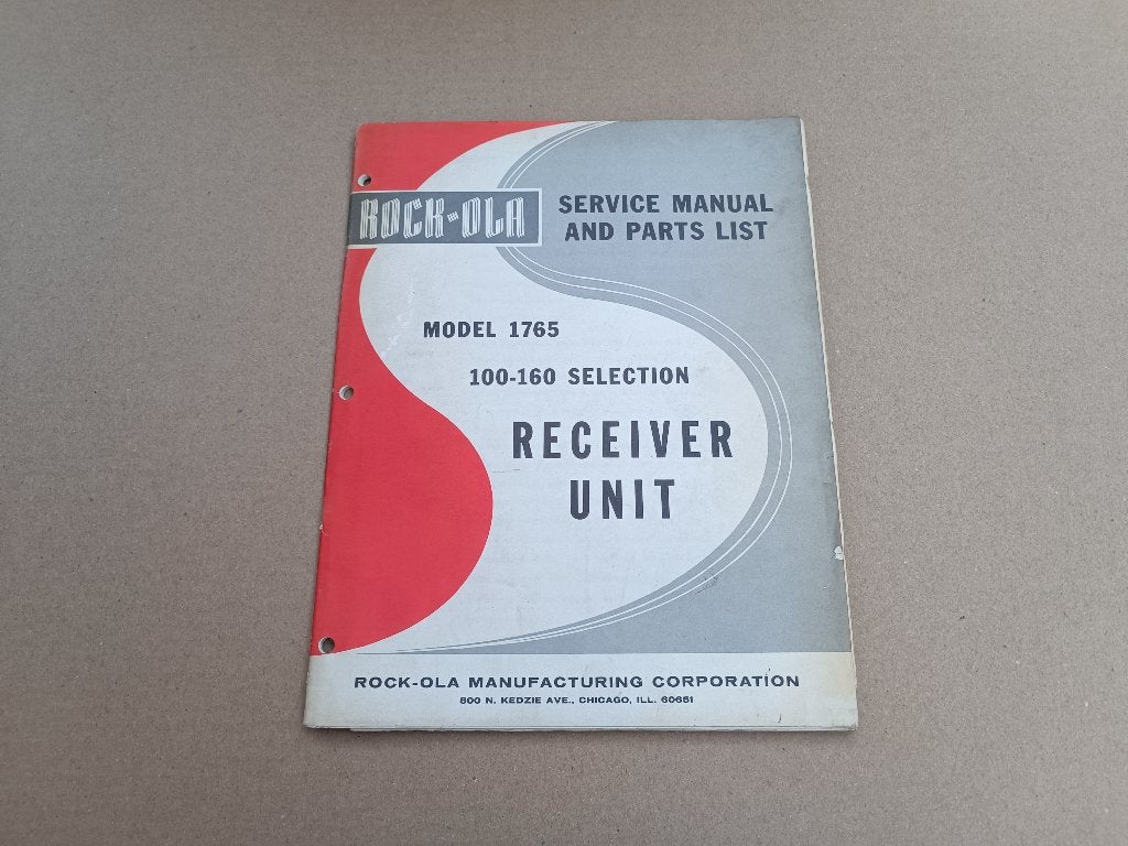 Service Manual & Parts List Rock-ola (model 1765) Receiver, Envoi