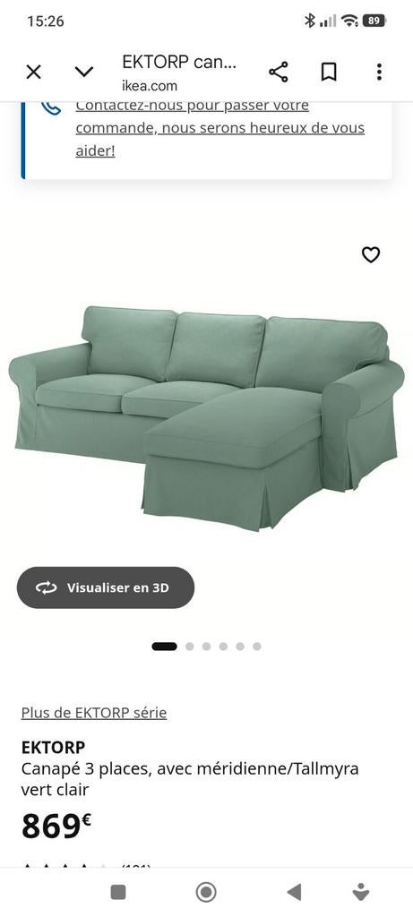 Canapé menthe avec méridienne., Enlèvement, Comme neuf