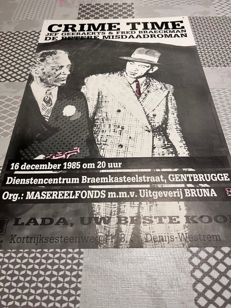 Vintage Poster Crime Tim, De betere misdaadroman, Deurposter of groter, Ophalen of Verzenden, Reclame, Rechthoekig Staand
