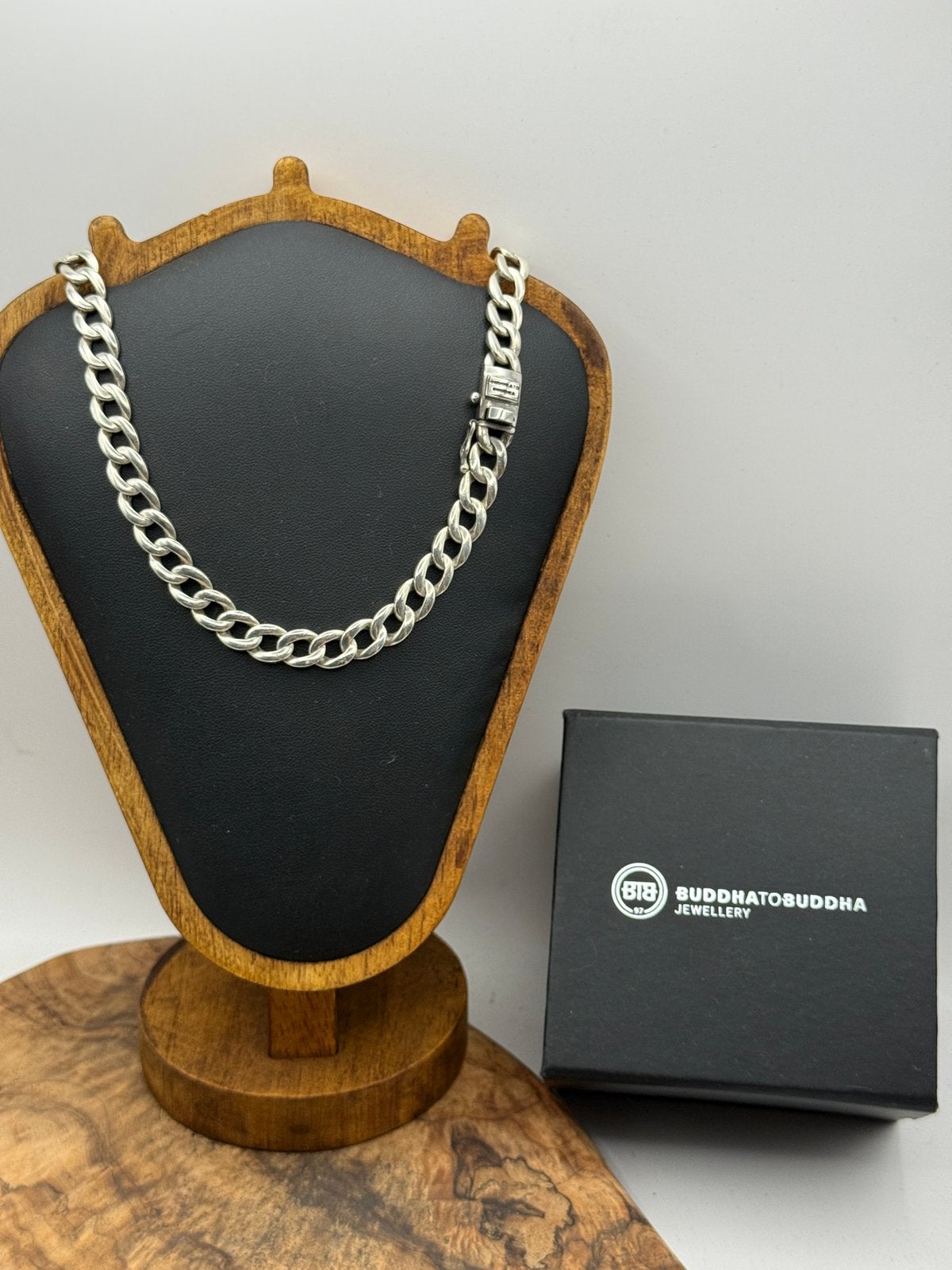 “JANNEKE” ketting buddha to buddha 48cm “GEPOLIJST”, Ophalen of Verzenden, Zo goed als nieuw, Zilver, Zilver