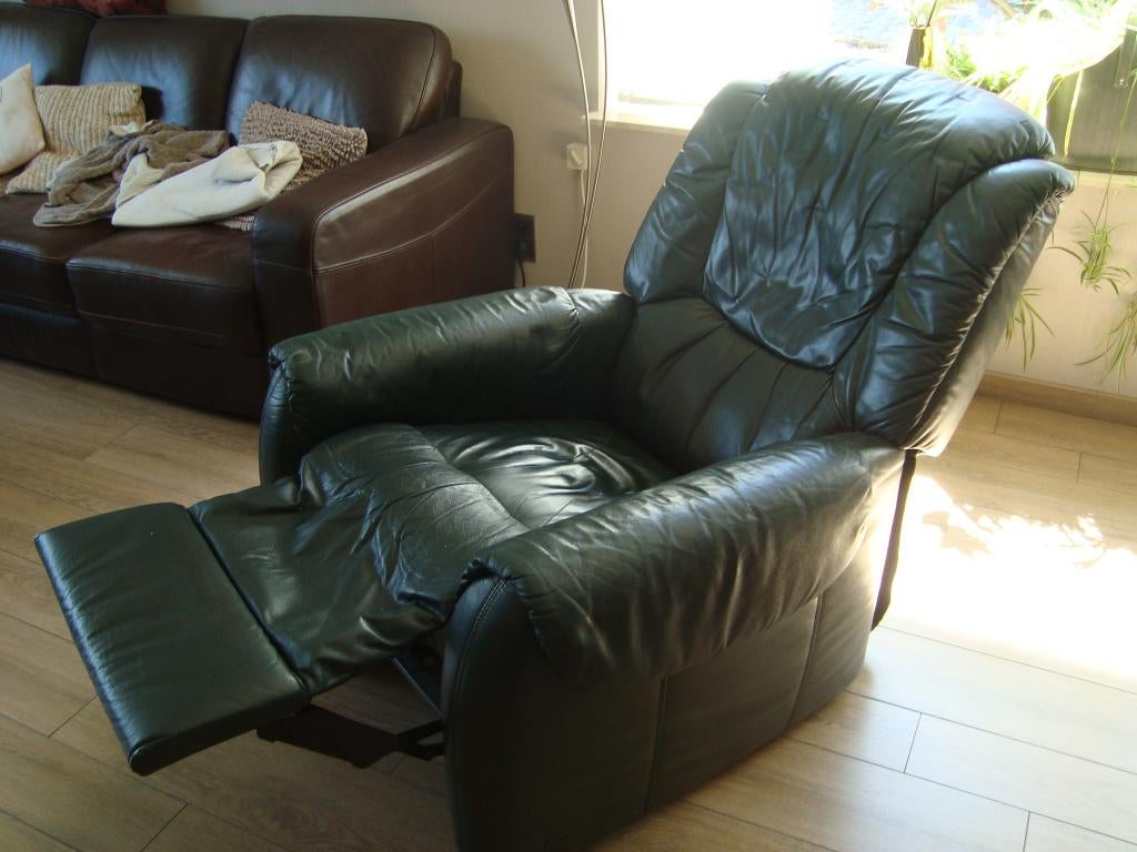 Lederen relaxzetel, Ophalen, Gebruikt, 75 tot 100 cm, Leer