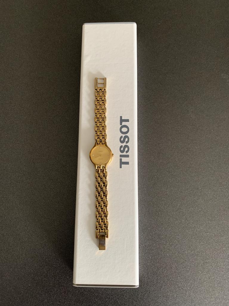 Tissot Stylist E240 dameshorloge verguld met 4 steentjes, Handtassen en Accessoires, Horloges | Dames, Gebruikt, Polshorloge, Overige merken