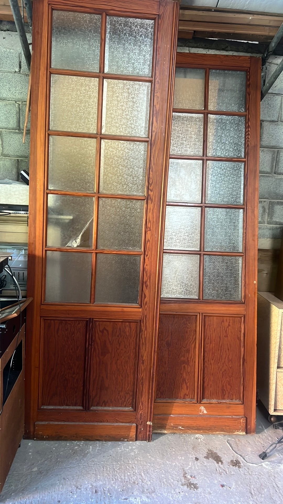Oude dubbel deuren met geslepen glas, Ophalen, Glas