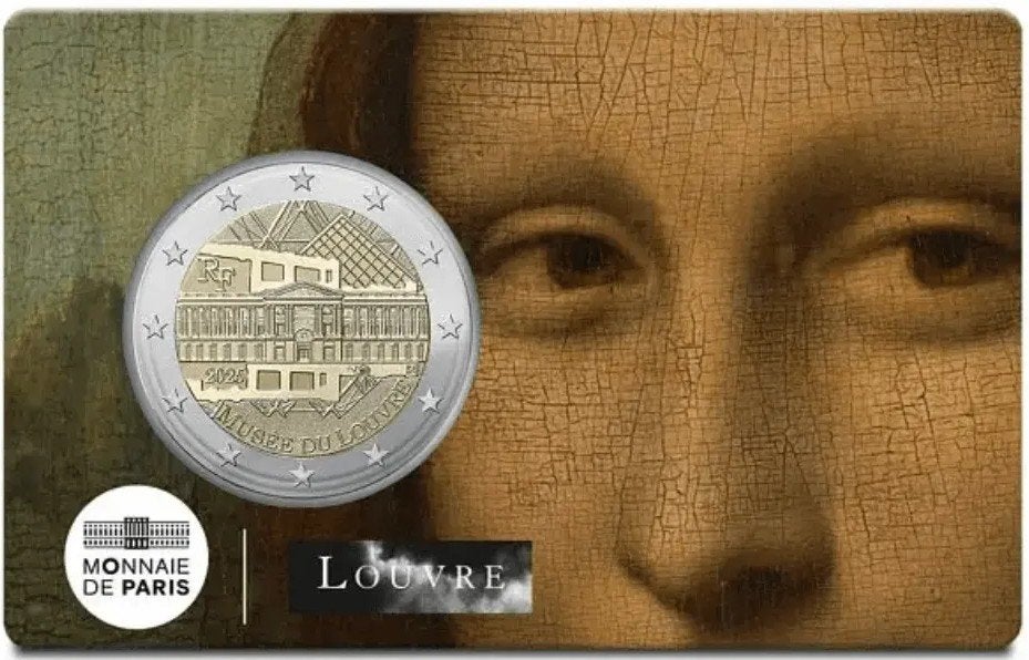 coincard 2 euro Frankrijk 2025 Louvre Mona Lisa, Verzenden, Frankrijk, 2 euro