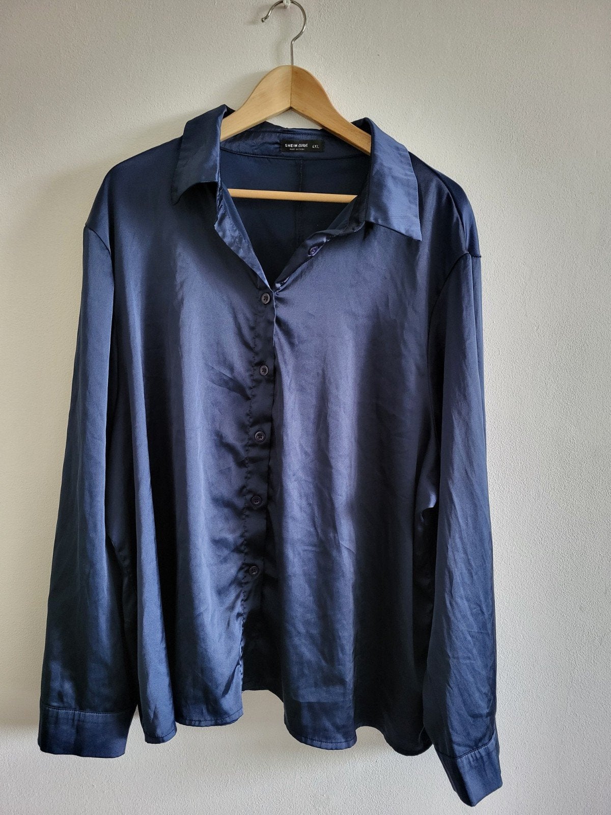 satin look 4xl blouse, Kleding | Dames, Verzenden, Nieuw, Maat 46/48 (XL) of groter, Blauw