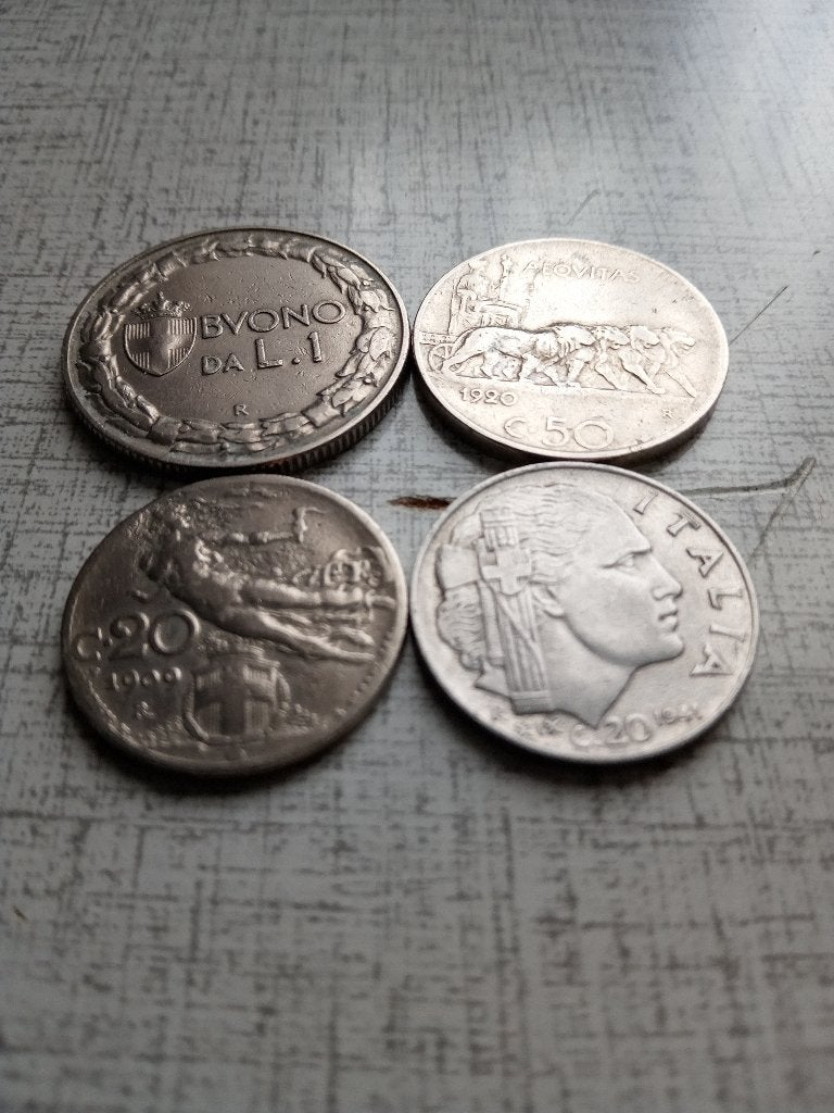 4 monnaies italie 50 cents -20cents-20 cents -1 lre, Timbres & Monnaies, Envoi, Italie, Autres valeurs, Monnaie en vrac