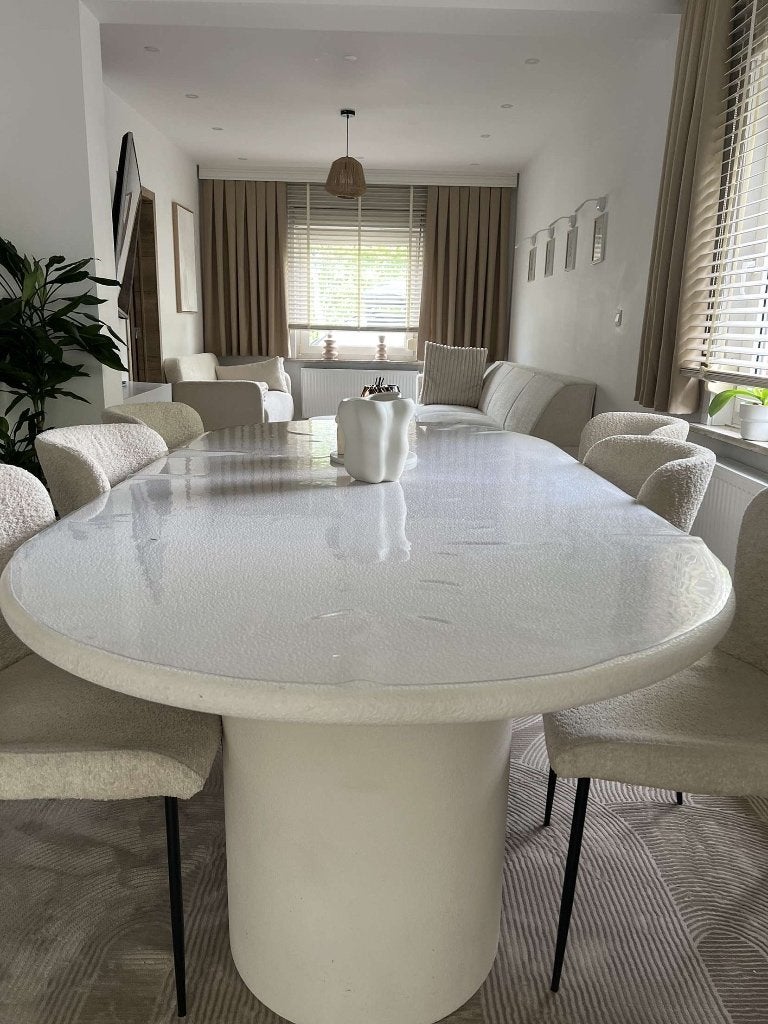 Table à manger blanche Mortex, Comme neuf, 100 à 150 cm, Enlèvement, Autres matériaux