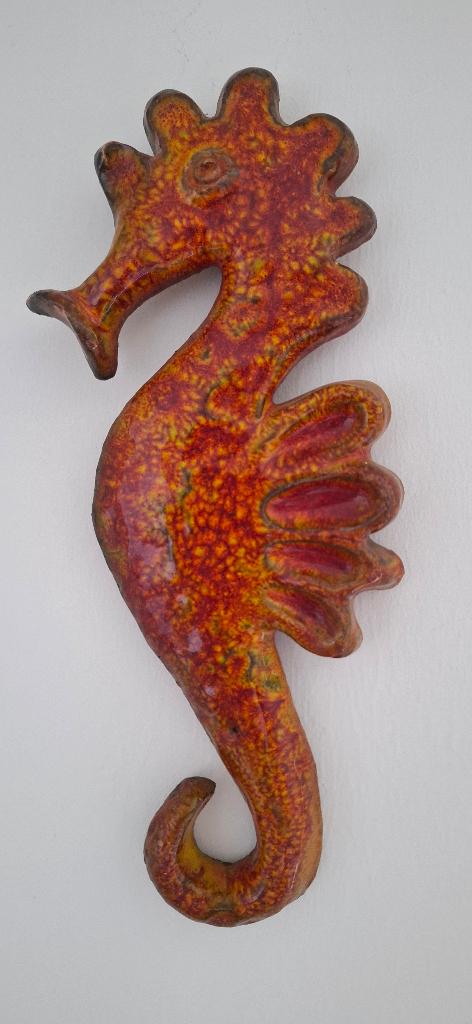 Vintage keramieken zeepaardje - geglazuurde terracotta, Ophalen of Verzenden