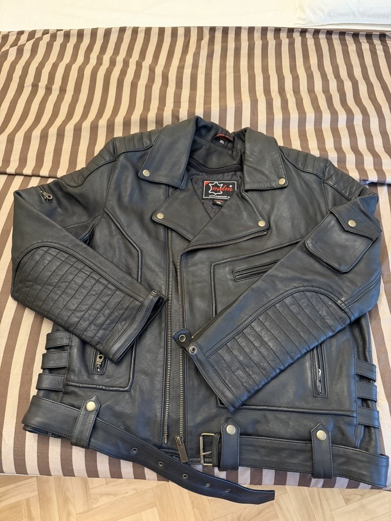 Lederen Biker jas, Motoren, Kleding | Motorkleding, Ophalen, Heren, Jas | leer, Nieuw zonder kaartje