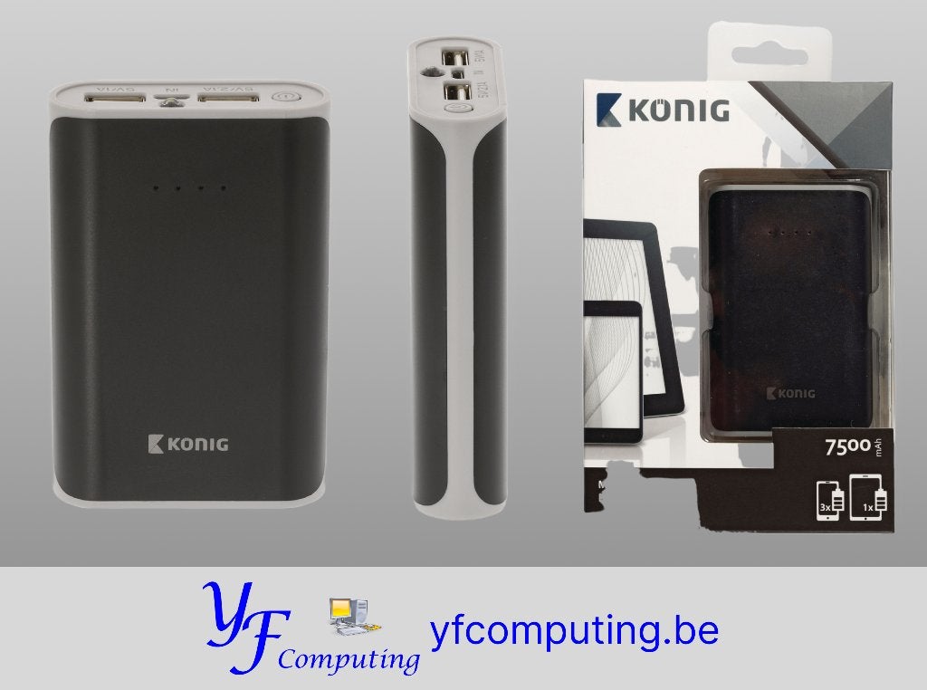 Power Bank König 7500 mAh USB – Batterie externe – Noir, Enlèvement ou Envoi, Neuf, König