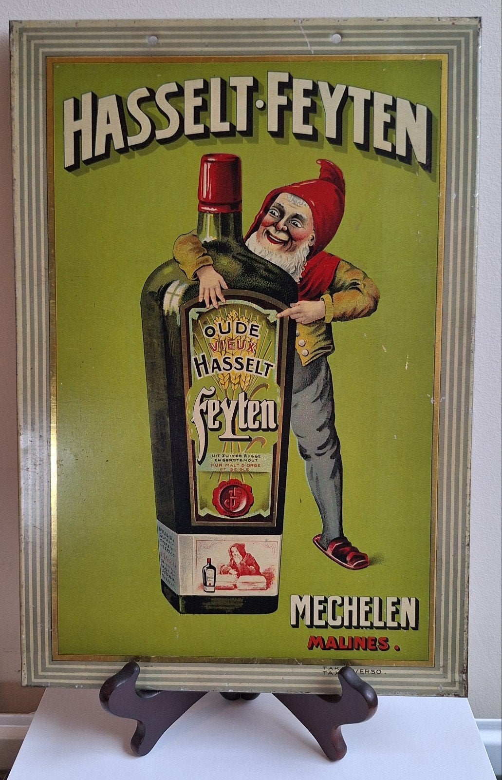Panneau publicitaire Hasselt - Distillerie Feyten Malines, Collections, Enlèvement ou Envoi, Panneau publicitaire
