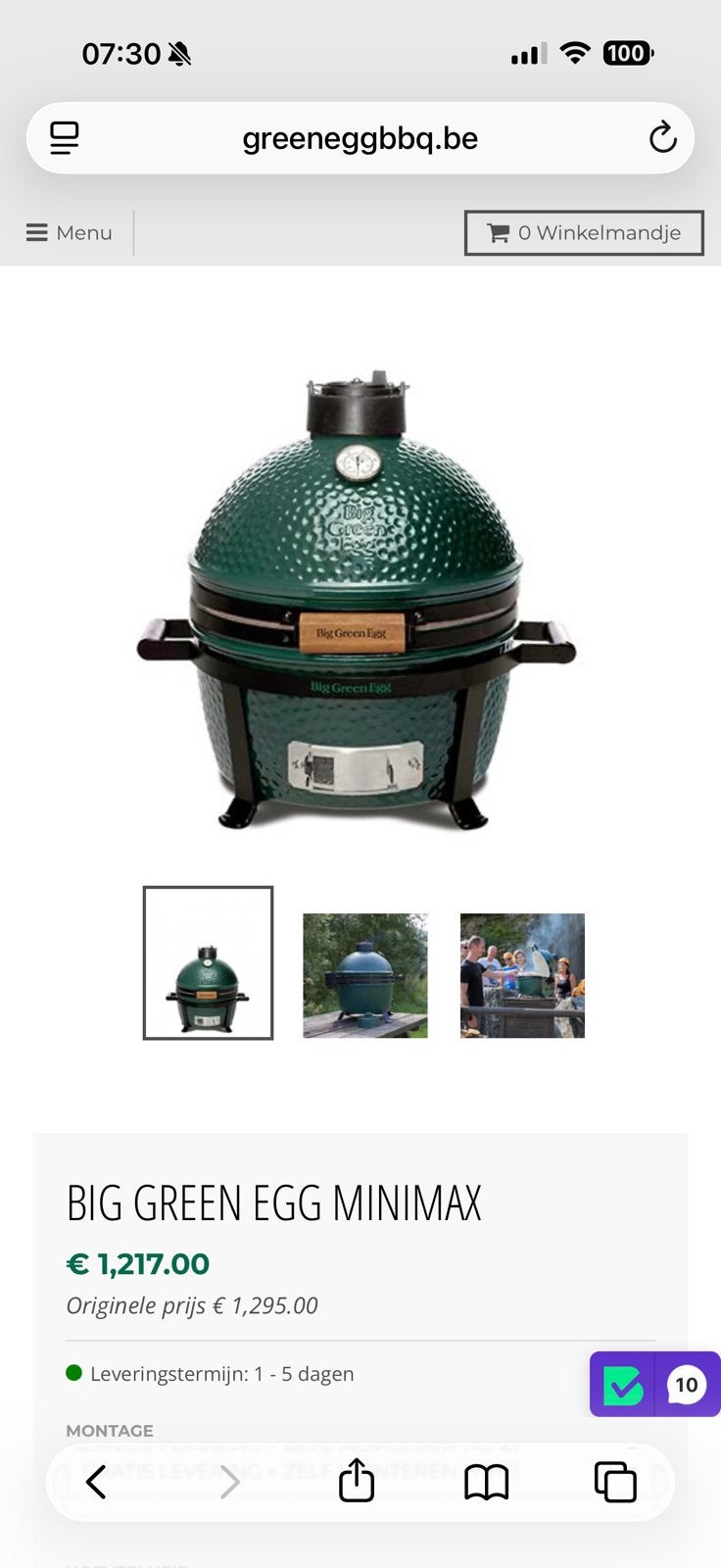 NIEUW big green egg minimax, Enlèvement, Neuf