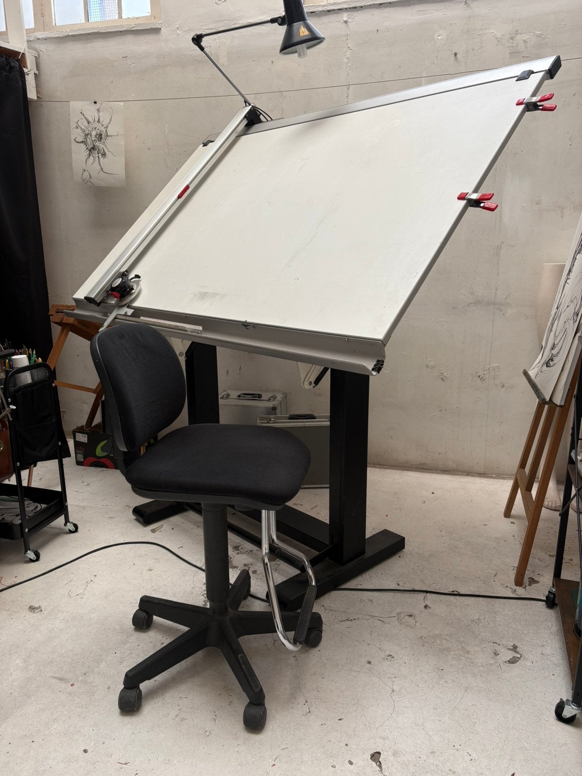 Table d'architecte avec sa chaise de travail, Enlèvement, Comme neuf
