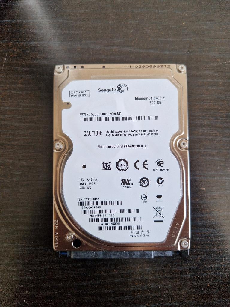 Disque dur HDD 500GB 2,5" Seagate Momentus 5400.6, Enlèvement ou Envoi, Interne, Utilisé, Laptop