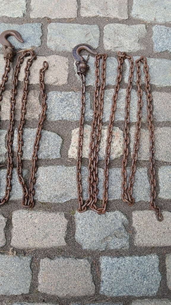 2 hijs- lasthaken 500kg.+ ijzeren ketting-zie omschrijving, Ophalen, Gebruikt