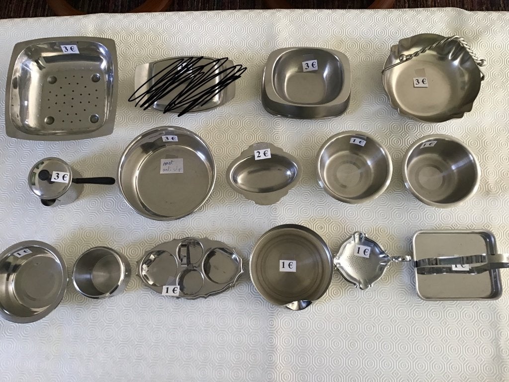 16 inox schaaltjes en potjes allerhande, Huis en Inrichting, Ophalen of Verzenden, Zo goed als nieuw