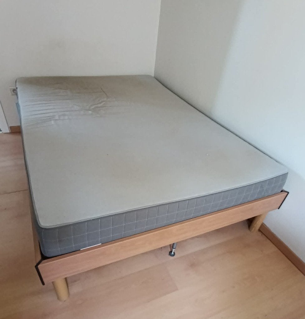 2- persoonsbed, Huis en Inrichting, Slaapkamer | Bedden, Ophalen, Gebruikt, Bruin, Tweepersoons