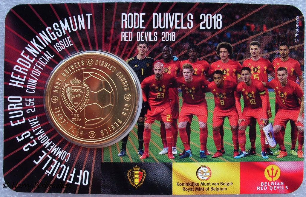Belgie 2,5 euro rode duivels 2018 in coincard. NL of FR, Ophalen of Verzenden, Brons, Setje